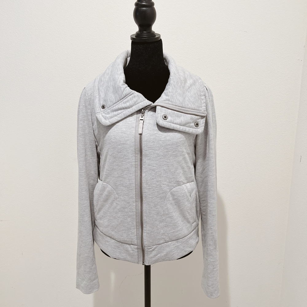 NWOT Splendid long sleeve Gray Stand Collar Zip Front Jacket Sz Large